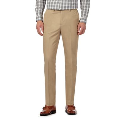 Big and tall beige tailored fit chinos